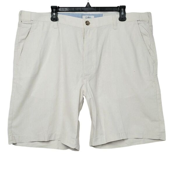 Croft & Barrow Size 42, Linen Blend Khaki Chino Shorts - Picture 1 of 7